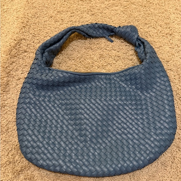 Melie Bianco Blue Woven Hobo Bag - Picture 2 of 5